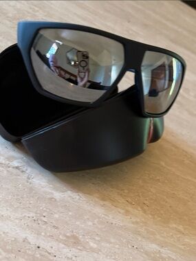 New, no scratches-Prada Black Shield Sunglasses with Mirrored Lenses